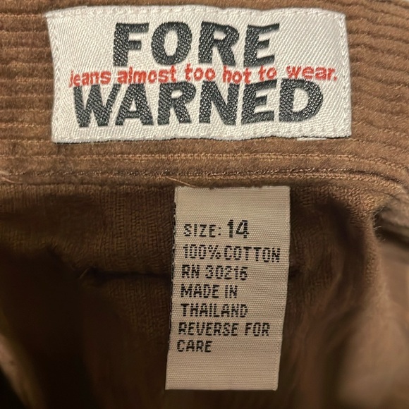 Fore Warned Corduroy Brown Skirt Button Front Mini Skirt Women's Size 14 - Picture 14 of 15